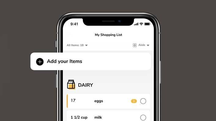 In-app λίστα αγοράς υλικών